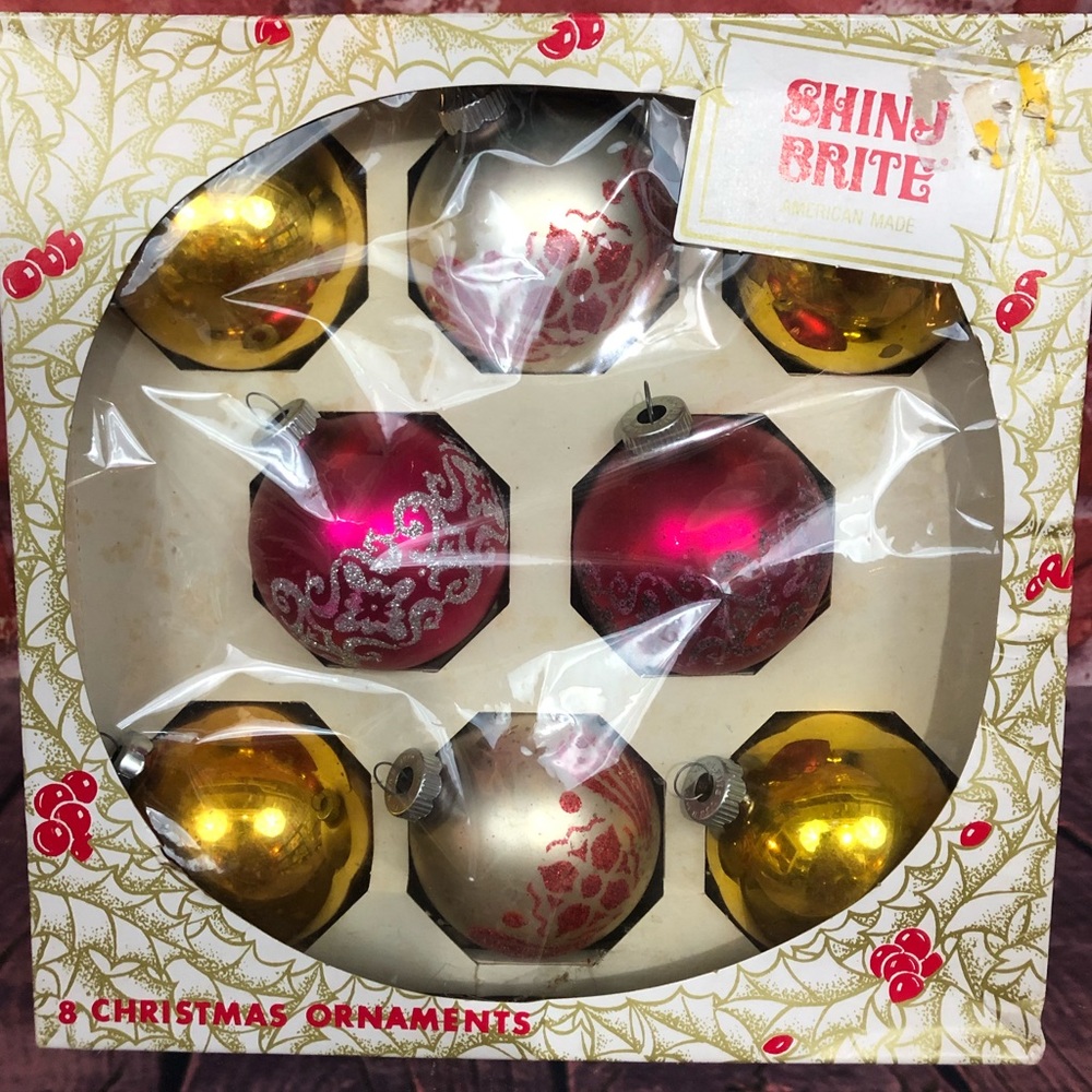 VTG Glass Christmas Ornaments Bulbs Shiny Brite